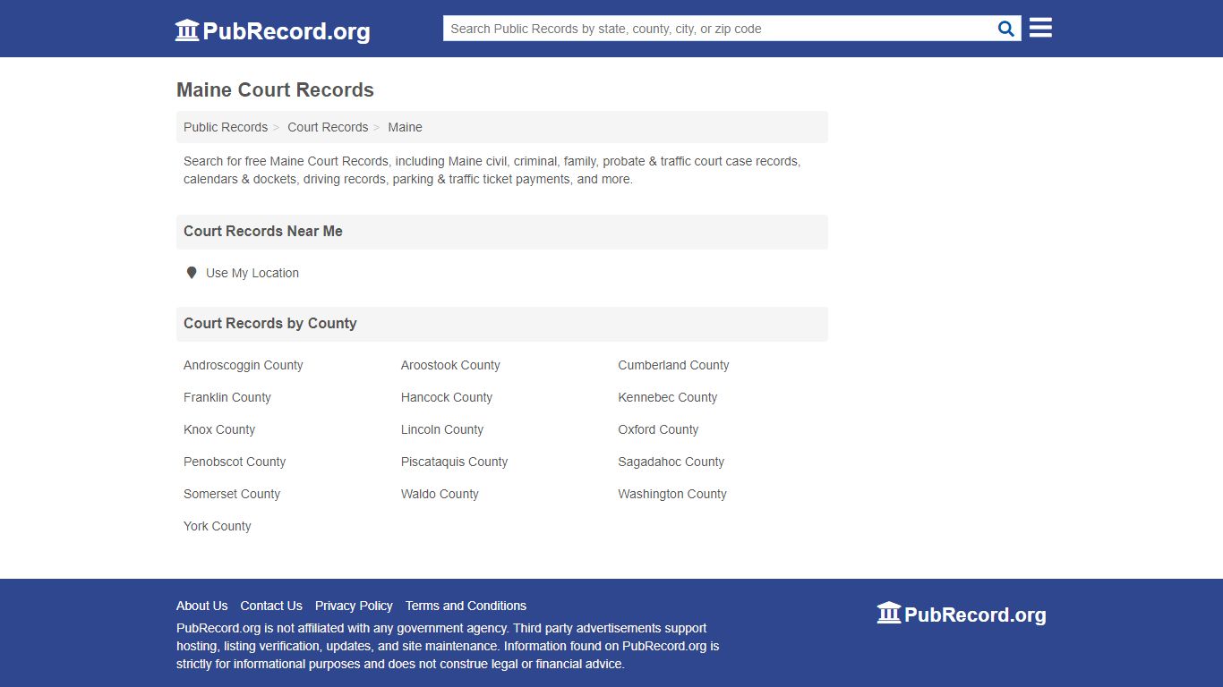 Free Maine Court Records - PubRecord.org